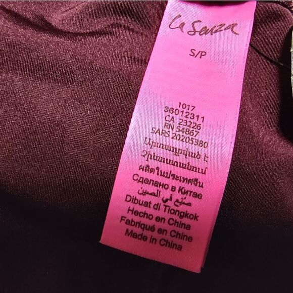 NWT La SENZA Jeweled Plunging Halter Open Back Bodysuit Wine Burgundy US… - Picture 5 of 8